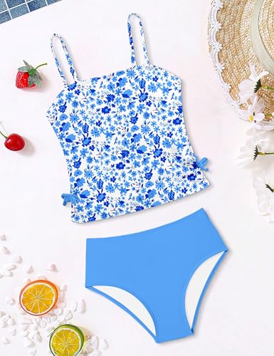 Image of Girls Tankini Swimsuits Two Piece Bathing Suit Drawstring Swimwear Set for Girls 7-18 Years