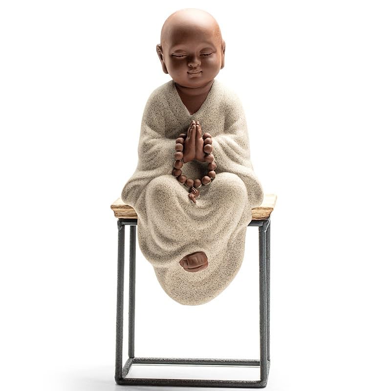 Rzeźba Chiński kreatywny fioletowy piasek mały mnich ozdoby buddyjskie dekoracje dla domu zen rzemiosło ceramiczne dekoracja biurka do herbaciarni dekoracje na biurko