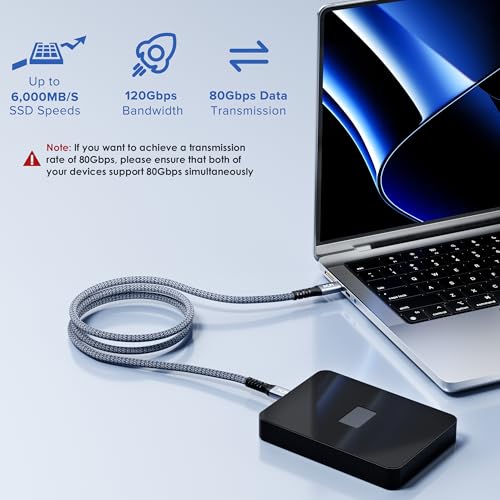 Câble Thunderbolt 5 80Gbit/s idéal pour triple écran 4K au bureau