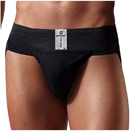WMX Gym Cotton Supporter Back Covered with Cup Pocket Athletic Fit Brief Multi Sport Underwear (Tra, Black M)