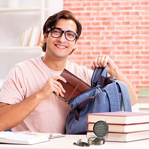 Conjunto de 2 brújulas Kanayu con estuche de cuero estampado y cuaderno de notas de cuero para regalos de graduación miniatura 6