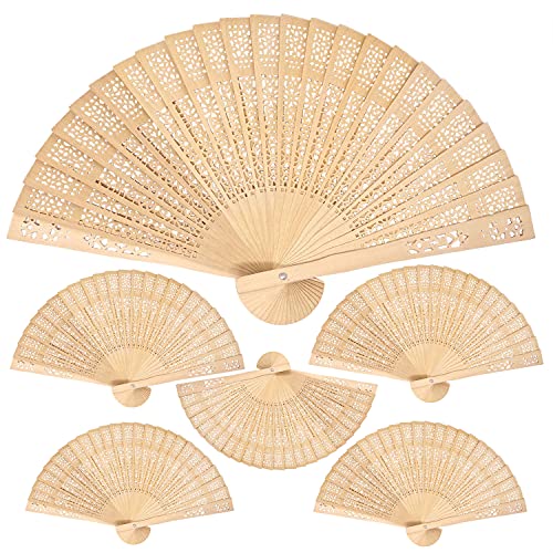 Honbay 6Pcs Wooden Folding Fans Hollow Handheld Decorative Folding Fans For Wedding Birthdays Party Home Decoration And Favors #TOP19