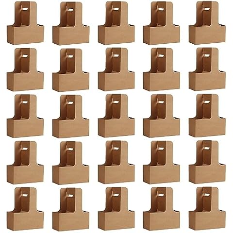 Disposable Cup Kraft Cardboard Carriers Paperboard Cup Carrier with Handles Holds Coffee Cup Holder for Take Out 2 Cups to 4 Cups, 25 pcs. Cover