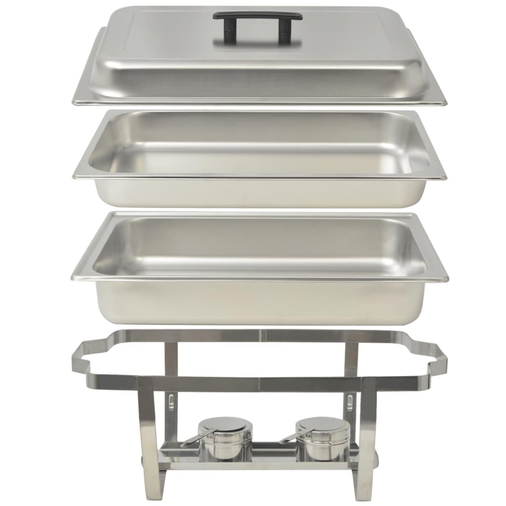 Set di 4 scaldavivande in acciaio inox, per cucina e sala da pranzo, buffet, per feste, eventi e catering, design durevole ed elegante