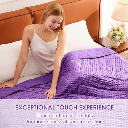 Purple Weighted Blanket for Adults 12lbs, 48"x72", Twin Full Size Cooling Minky Heavy Throw Blanket for 110-130lbs, Soft Winter Thick Big Blankets Weighted Comforter Gift for Sleeping