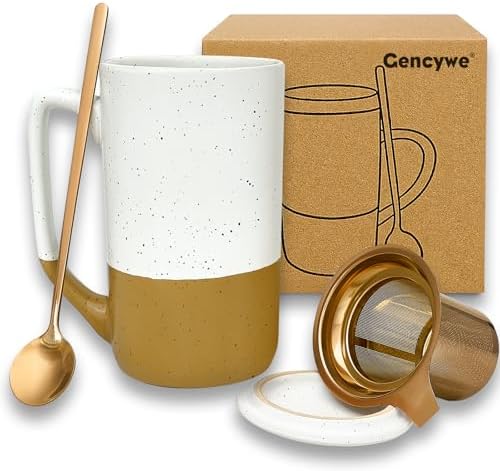 Gencywe Xícara de chá grande de cerâmica com infusor de folhas so...