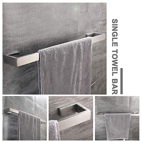 DOCNACHT 4-Piece Bathroom Hardware Accessory Set Towel Bar Toilet Paper Holder Hand Towel Bar and Double Robe Hook Brushed Nickel Wall Mount SUS 304 Stainless Steel - Thumbnail 4