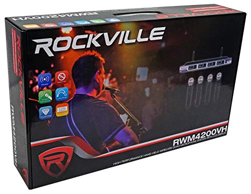 Rockville Rwm4200Vh Vhf Wireless Quad Handheld Microphone System W Lcd Display #TOP6