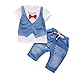 Produktbild Ausgefallene Babykleidung Sunday 2Stk Kleinkind Baby Jungen Mädchen Karikatur Kurze Ärmel Tops Baumwolle Hose Beiläufig Outfit Kleider Kurzarm T-shirt + Hosen Gentleman Kleidung Set (Weiß, Alter: 12M)