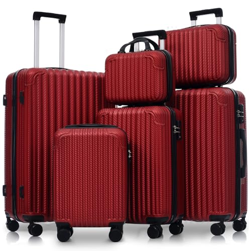 Merax Luggage Set 6 Piece Lightweight ABS Hardshell Suitcases with Spinner Wheels & TSA Lock Carry-On & Checked Travel Luggage for Family Travel