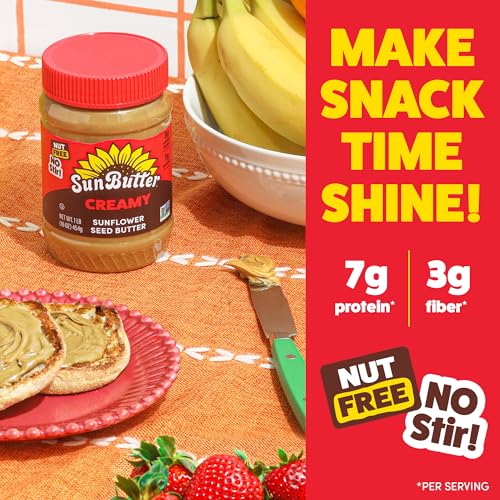 Image of SunButter Creamy Sunflower Seed Butter, 16 oz Nut-Free Spread with 7g Plant-Based Protein, Roasted Rich & Savory Flavor, Smooth Texture | Vegan, Kosher & Non-GMO