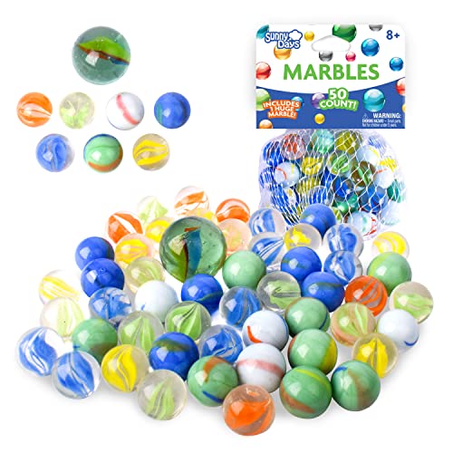 image for Sunny Days Entertainment 50 Piece Marbles - Colorful Glass Marble for 