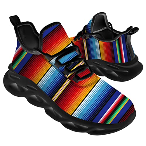 Ciadoon Striped Shoes for Men Women Running Shoes Comfortable Walking Tennis Sneakers Mexican Blanket Striped Shoes Gifts for Boy Girl