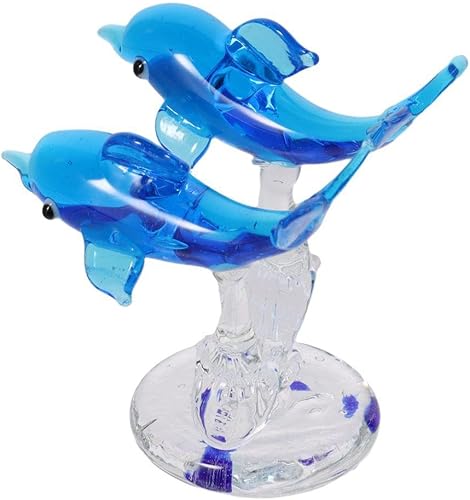 Miniatura 5 de Decoración de delfín de cristal, escultura de arte de cristal, decoración animal de mesa (C)