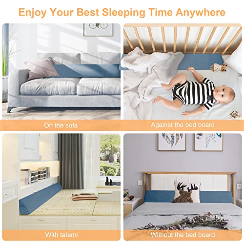 Aurako Queen Size Bed Wedge Pillow Headboard Pillow Mattress Wedge Bed Gap Filler Triangle Back Cushion Memory Foam Wedges Body Positioners For Sleeping Body Lumbar Backrest Reading Bolster Pillow #TOP6