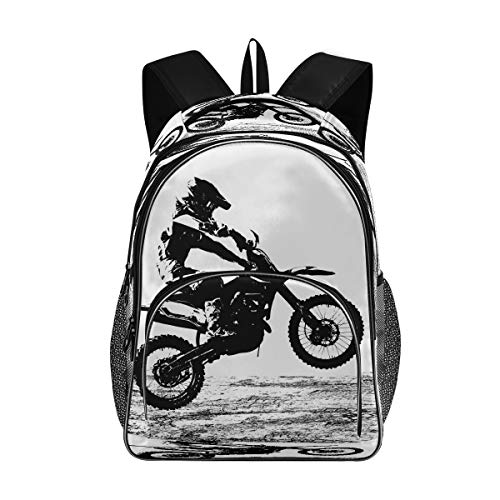 Motocross Rider Printing Computer Backpack - Lightweight School Bag for Men Women Boys Girls Teens