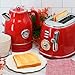 MegaChef 1.7 Quart Electric Tea Kettle and 2 Slice Toaster Combo (Red)