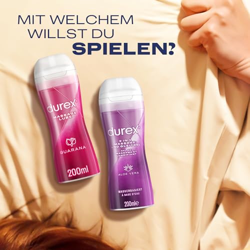 Durex 2 in 1 Massage- und Gleitgel Guarana – Mit geschmeidiger Textur für Ganzkörpermassagen & Intimbereich – 200 ml (1er Pack)