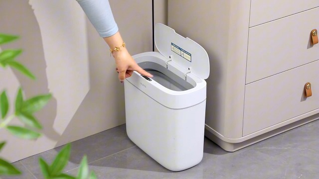 Image of MOPALL 3.5 Gallon Motion Sensor Bathroom Trash Can with Lid | IPX5 Waterproof, Touchless Automatic Lid, Odor Control, Slim Design for Narrow Spaces