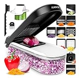 Fullstar Vegetable Chopper & Mandoline Slicer - Julienne Cutter Dicer Grater for Food Veggie Onion Cucumber Tomato Salad Potato Cheese - Kitchen Essentials & Gadgets (Compact 10-in-1, White)