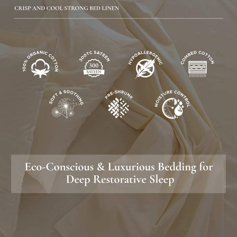 Miniatura 7 de Sleep & Beyond Sábana bajera ajustable de satén 100% algodón orgánico, duradera e hipoalergénica, suave y relajante, ropa de cama ecológica y lujosa