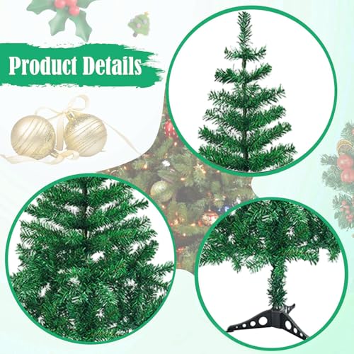 Árbol de Navidad artificial 90cm decoración navideña exterior con soporte 3