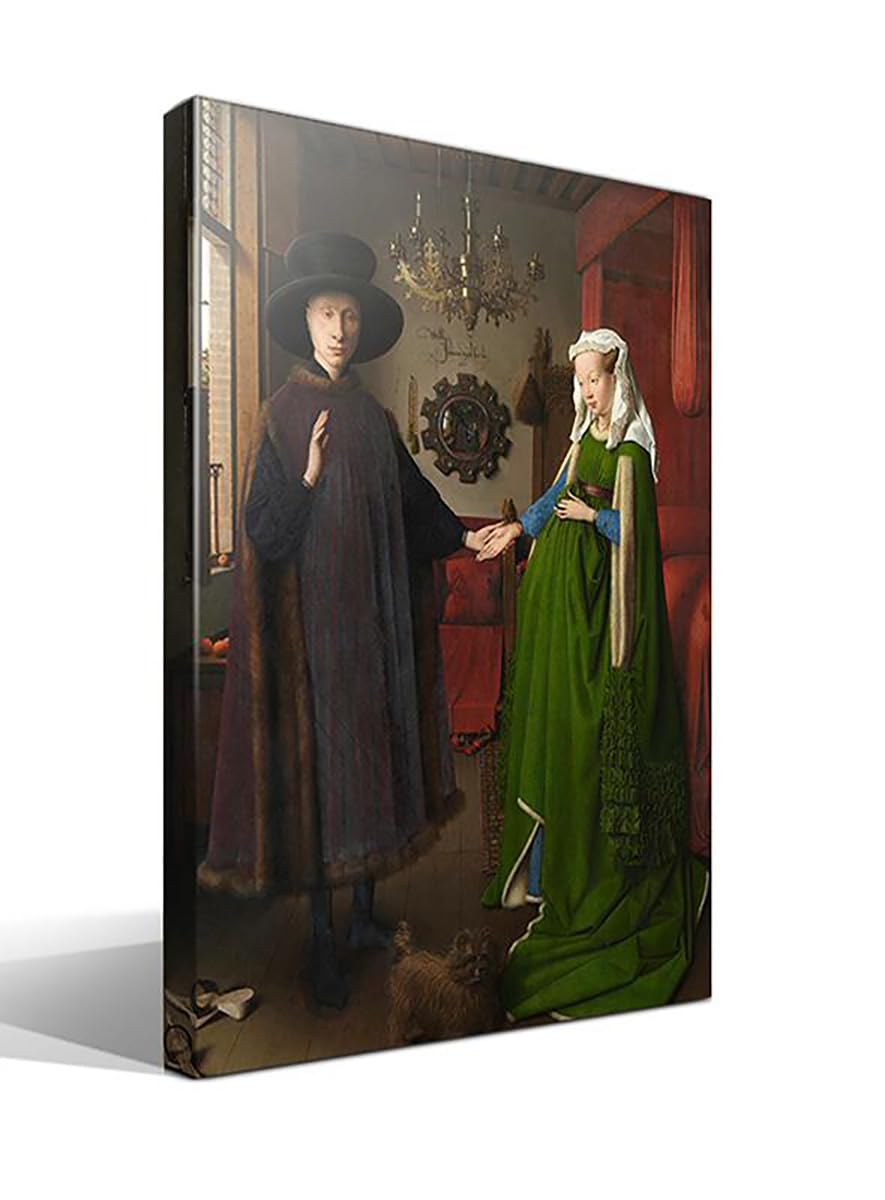 El Matrimonio Arnolfini | Jan van Eyck | Renacimiento Flamenco | Cuadro Canvas Wall Art | Impresión Giclée lienzo algodón puro | Bastidor 3cm | 55x75cm