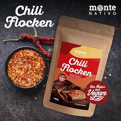 Chiliflocken Monte Nativo (500g) - Getrocknete Chilli Flocken - Chili Gewürz - Schonend getrocknete und aromatische Gewürze ideal zum Kochen und Würzen - Intesives Aroma und Geschmack