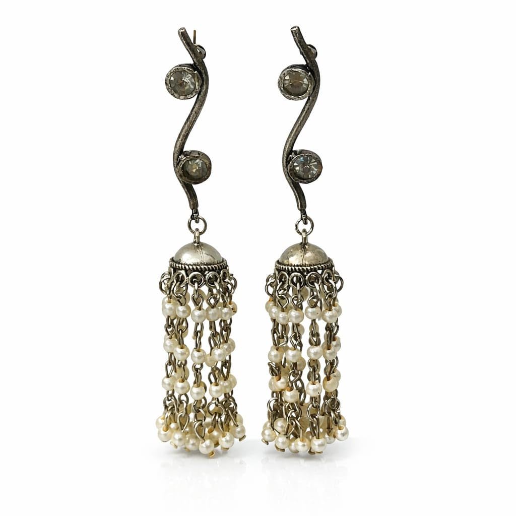 Jewels Of Love “Moonlit Pearl Danglers” Earrings | Handcrafted Tassel Design with Gemstone Stud & Pearl Chains | Ethnic In... - Review, Price and Buying Guide
