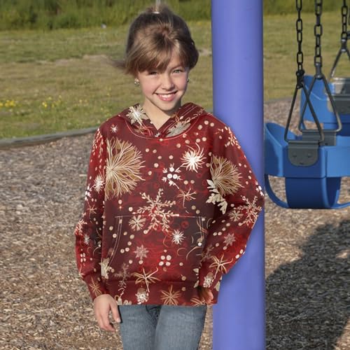 Kids Hoodies Sweaters Christmas Xmas Snowflake Hooded Sweatshirts with Big Pockets for Boys Girls B04003824