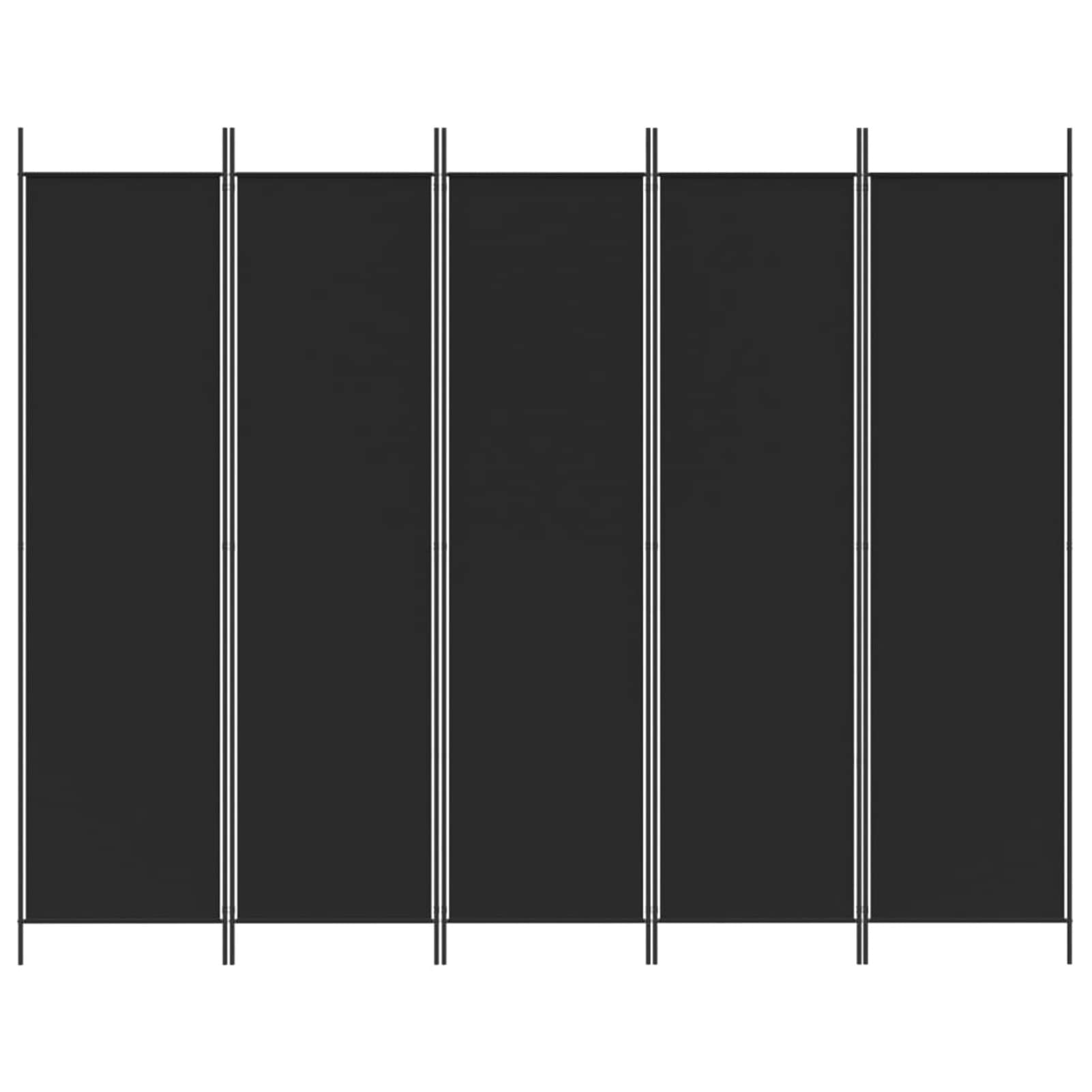 Divisorio 5 Pannelli Nero 250x200 cm Tessuto