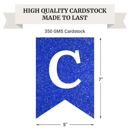 Image of Pre-Strung Congrats Grad Banner - Blue Glitter Graduation Party Banner