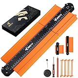 JOREST Anschließbare Konturenlehre (25+12cm), Kontur Vervielfältigungslehre mit Feststeller, Geschenk für Männer Vater Holzbearbeitung, Konturen Markierwerkzeuge für Laminat Fliesen Teppiche Fußböden