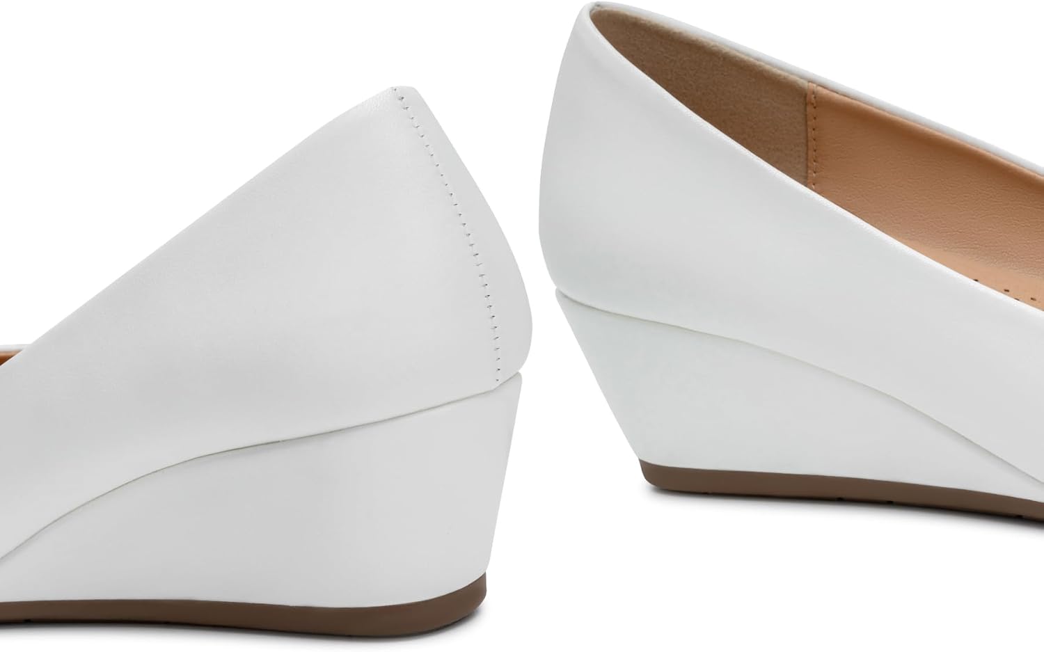 Trary Women's Wedges Heels for Women Pumps Round Toe Mid Heels Comfortable Closed Toe Dressy Shoes Women Pumps Wedge Shoes for Wedding Work Office Party 1.8 Inches - Image 3