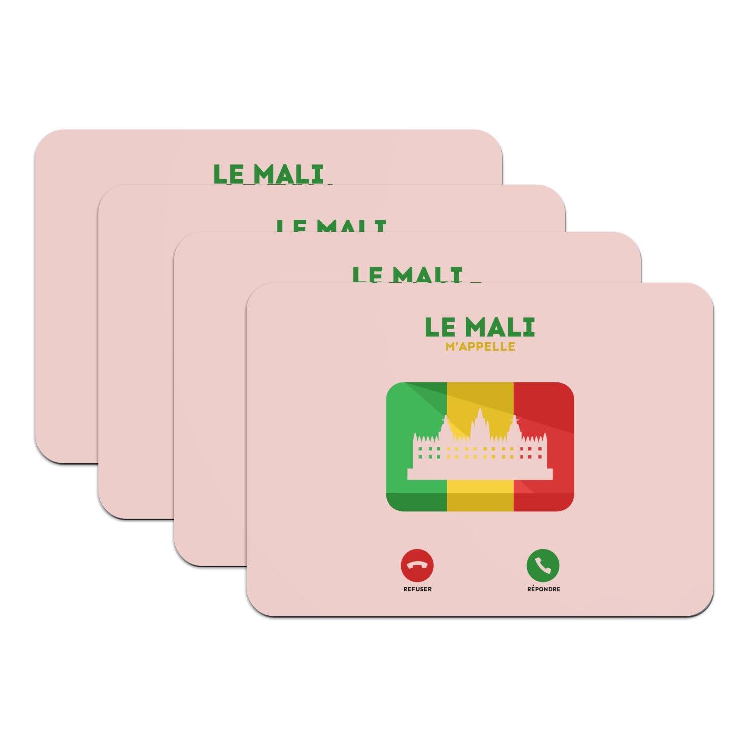 Sets de table rose Mali grand format antidérapants pour décoration de table
