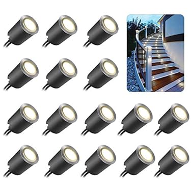 AMAZON - SMY Lighting Recessed LED Deck Light Kits with Black Protecting Shell φ32mm, In Ground Outdoor Landscape Lighting IP67 Waterproof,12V Low Voltage for Garden,Yard Stair,Patio,Floor,Kitchen Decoration