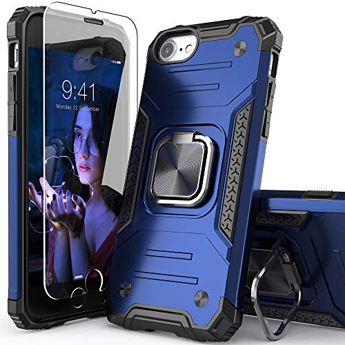 IDYStar for iPhone SE 2020 Case with Screen Protector,Shockproof Drop Test Cover with Car Mount Kickstand Lightweight Protective Case for iPhone 6/6s/7/8/SE 2020/SE 3 2022,Blue
