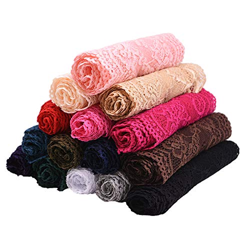 Yalulu 5 Yards Embroidery Floral Stretchy Lace Fabric Stretch Elastic Lace Trim Fabric Embroidered Ribbon For Garment And Diy Craft Supply (Dark Green) #TOP1