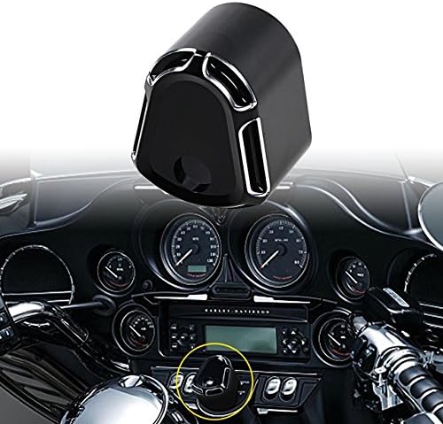 KATUR CNC Ignition Switch Cover Motorcycle CNC Accessory Edge Cut Billet Aluminum Compatible for Harley Touring Street Road Glide 2007-2013(Black)