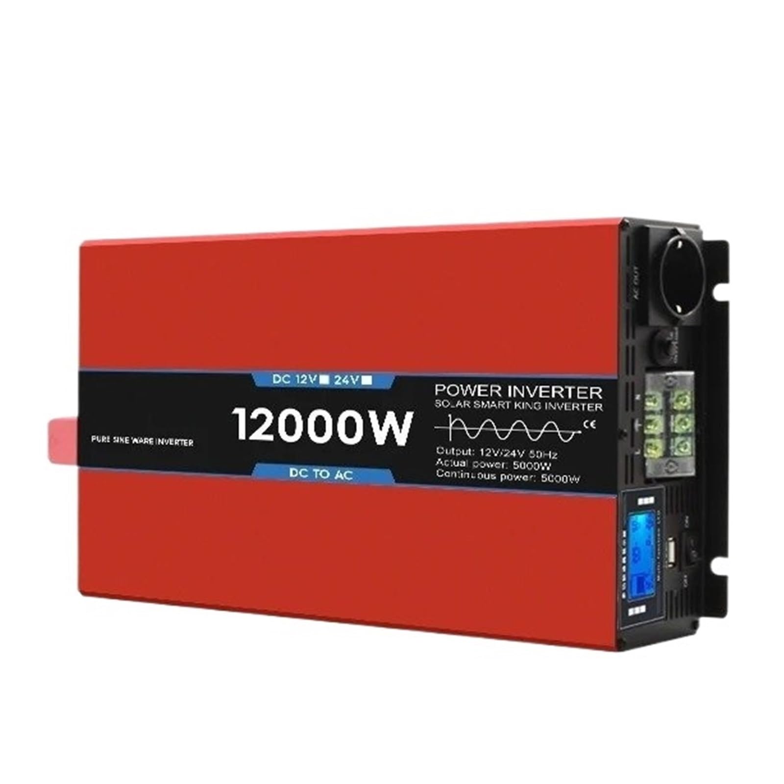 Onduleur Convertisseur Tension 50/60 Hz pour Voiture Solaire Onduleur À Onde Sinusoïdale LED 12 KW 8 KW 5 KW DC 12 V 24 V vers AC 220 V Transformateur(24V,12000w)