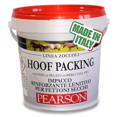 Grasso Zoccoli Cavallo HOOF Packing Nero Pearson 1 kg, Balsamo Cavallo Lenitivo Rinforzante per Fettoni Secchi e Affaticati, Terreni Duri e Ferratura, con Erba Medica e Catrame Vegetale Naturale.
