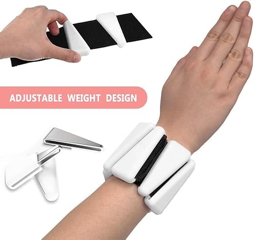 Miniatura 4 de Juego de 2 pesas de silicona ajustables para muñeca y tobillo para mujeres y hombres, pulseras de peso de silicona ajustables (1 libra cada una)