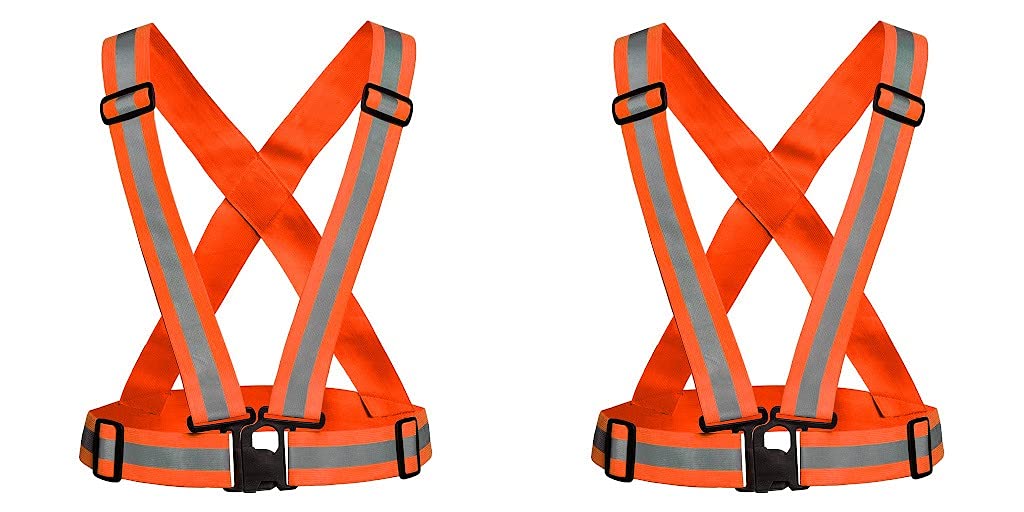 SAFEYURA Safety reflective vest for Biking cycling Night driving Outdoor Road Traffic safety Belt jacket vest Orange Color Pack-2… (B09HN4176C) Amazon Price History, Amazon Price Tracker