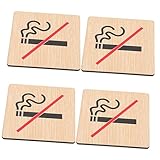 INOOMP 4 Stück Holzschilder Nichtrauchen Warnhinweise für Hotels Restaurants Orte Robuste Leicht zu Reinigende Schilder für Innen Außenbereiche