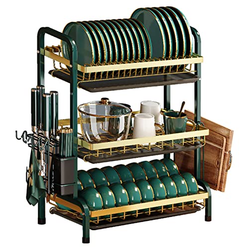Escurridor compacto para encimera de cocina, plato de platos, tazón, tapa de olla, tabla de cortar, escurridor, soporte de almacenamiento, organizador de armario de cocina