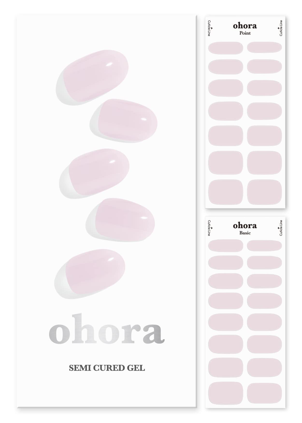 ohoraSemi Cured Gel Nail Strips (N Bare Pink) - Works with Any Lamps, Salon-Quality, Long Lasting, Easy to Apply & Remove - Includes 2 Prep Pads, Nail File & Wooden Stick