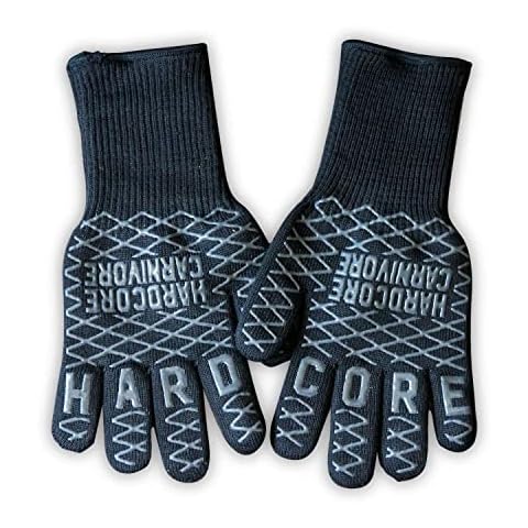 Hardcore Carnivore High Heat BBQ Pit Grilling Smoking Oven Gloves, 1400° Extreme Heat Resistance, Non-Slip Easy Grip, Machine Wash Cover