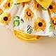ESSECMBS Baby Mädchen Sommer 2 Stück Strampler Kleid Anzug Spitze Rüschenärmel All-in-One Blumendruck Body Kleid mit Stirnband Neugeborenes Strampelanzug (Gelb, 3-6 Monate)