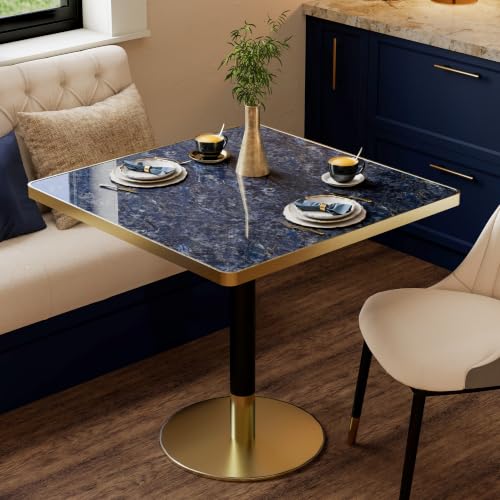 Image of AliSefaiy31.5''Square Dining Table,Square Pedestal Table,Marble BistroTable | 1.2 inch Marble Tabletop, Heat Resistant\Scratch Resistant\Easy Clean\Dining Room /Restaurants /Small Spaces /Marble Starry Sky
