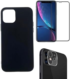 Kit Capa Capinha preta Compatível iPhone 11 6.1" + Película de Vidro 3D + Película de Câmera (YKR Acessórios)